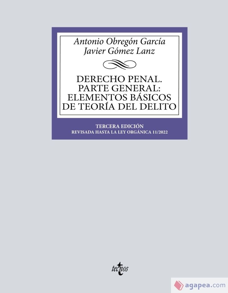 Derecho Penal. Parte general: elementos básicos de teoría del delito